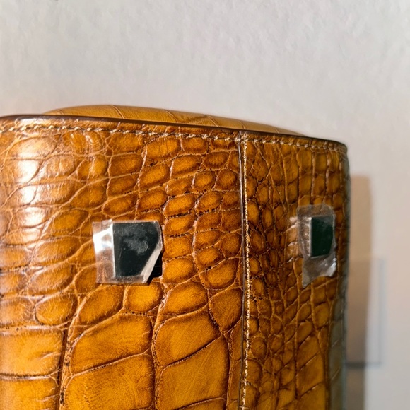 Michael Kors Brown Crocodile-Embossed Satchel Handbag - Picture 9 of 16